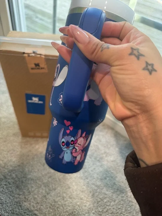 Stanley Blue Stitch & Angel Stitch Travel Mug with Handle - Picture 3 of 6